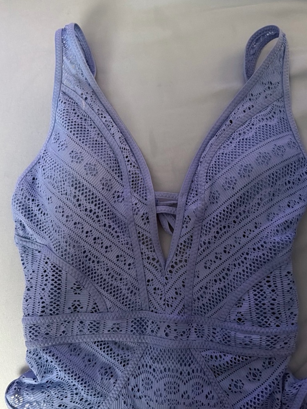 BECCA Periwinkle Crochet One-Piece Swimsuit